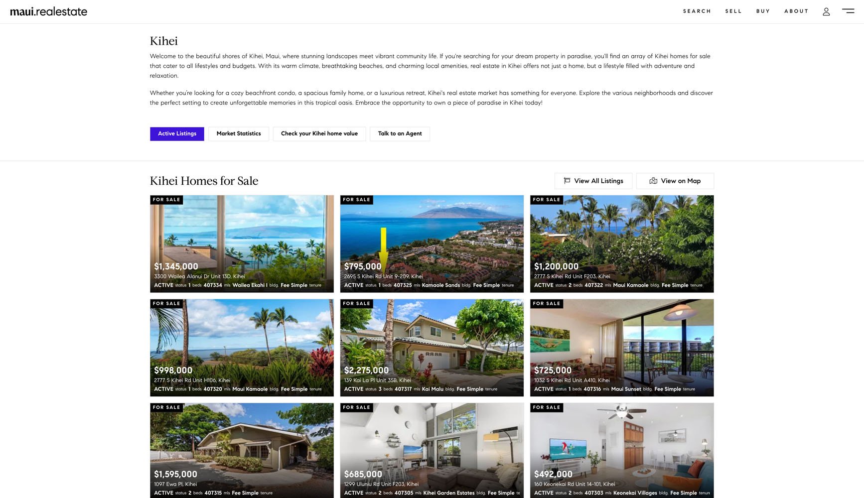 Kihei area page on Maui Real Estate